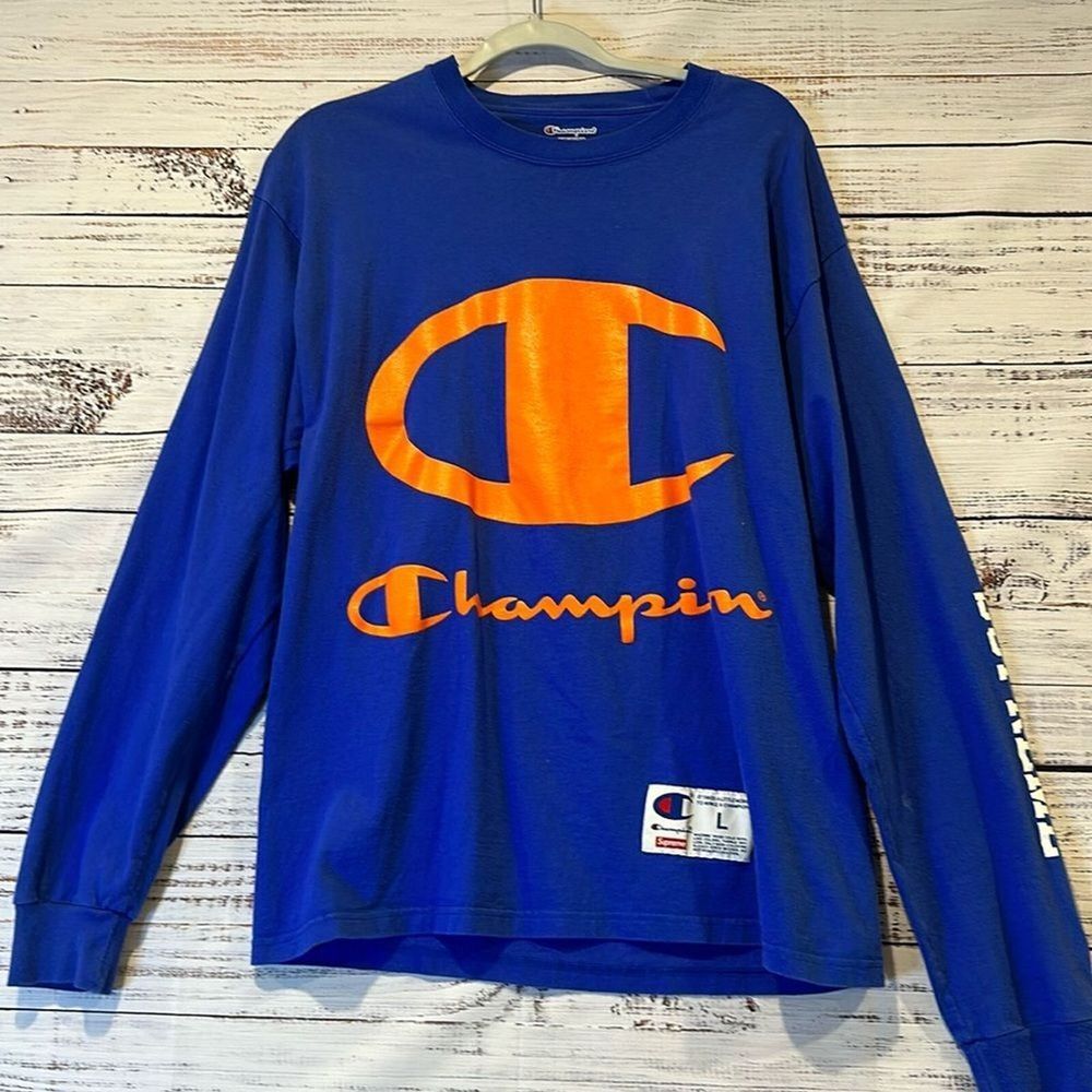 Supreme‎ Champion Longsleeve Tshirt Blue/Orange Sz L